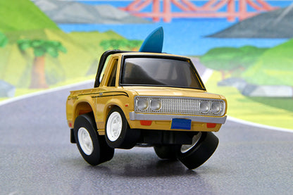 Tomica Limited Vintage 1/64 QS-03b Datsun Truck Beige with a Surfboard