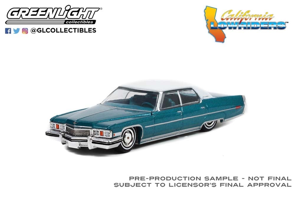 Greenlight  1:64 California Lowriders Series 1 - 1973 Cadillac Sedan deVille in Teal with White Roof