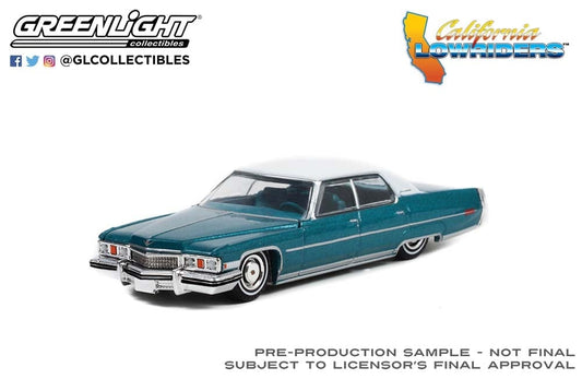 Greenlight  1:64 California Lowriders Series 1 - 1973 Cadillac Sedan deVille in Teal with White Roof