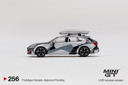 Mini GT 1:64 China Exclusive Audi RS 6 Avant Silver Digital Camouflage w/ Roof Box  (box packaging)