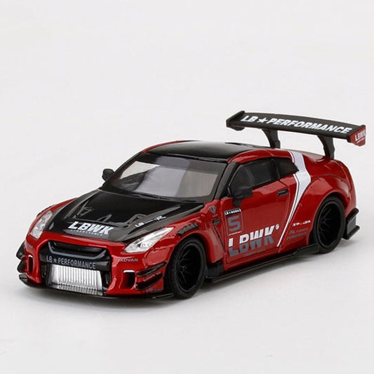 Mini GT 1/64 LB★WORKS Nissan GT-R R35 Type 2 Rear Wing ver 3 Red LB Work Livery 2.0 ***in clamshell blisters***