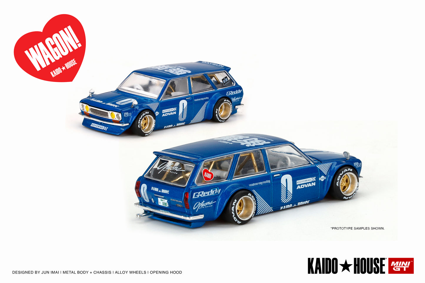 Mini GT 1/64 Kaido★House Datsun 510 Wagon Blue