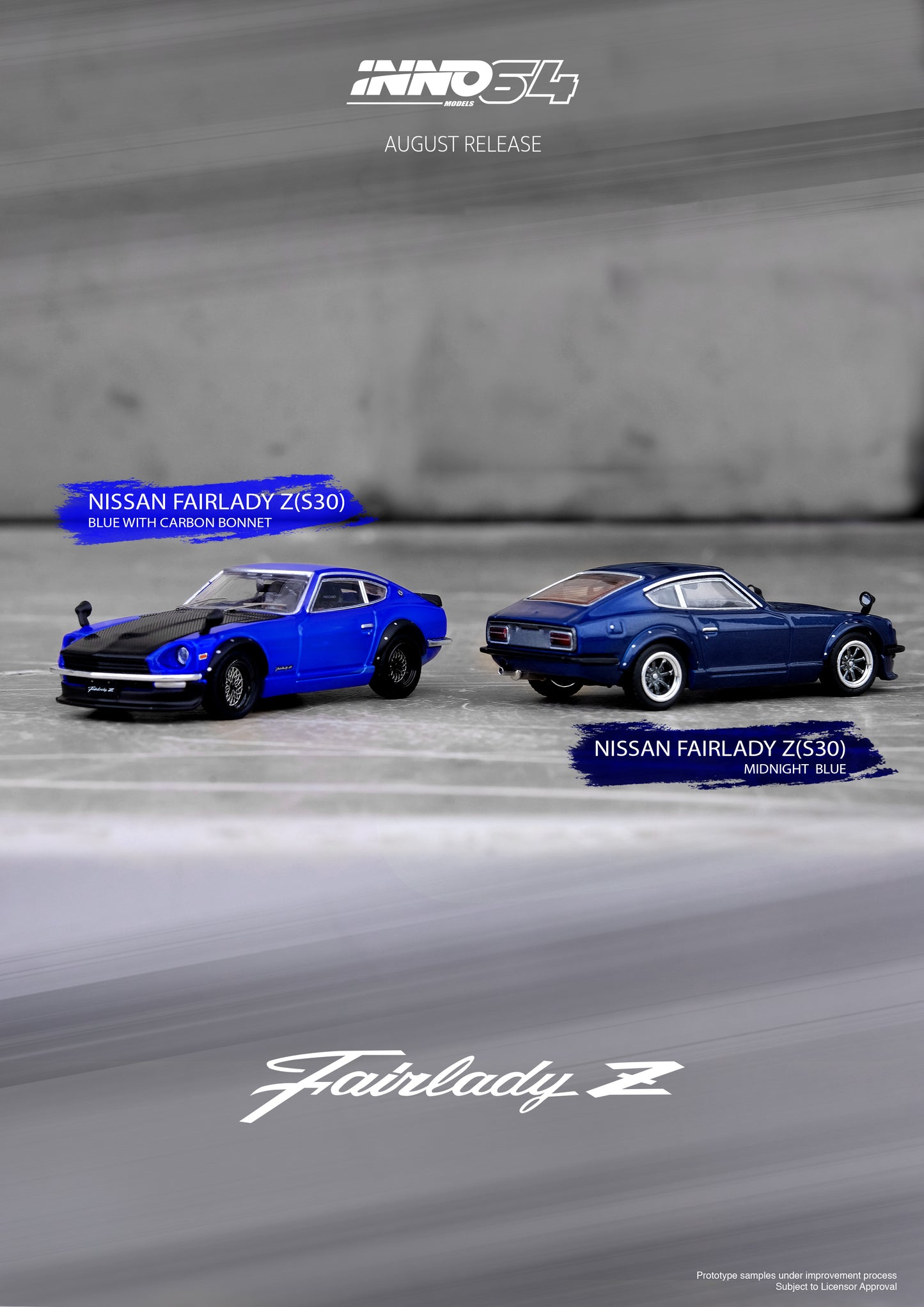 Inno64 1/64 NISSAN FAIRLADY Z (S30) Blue with carbon Hood